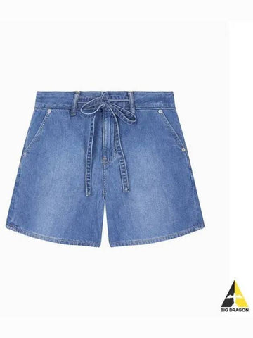 JEANS Women s Mid Blue High Rise Wide Leg Denim Shorts J223958 1A4 - CALVIN KLEIN - BALAAN 1