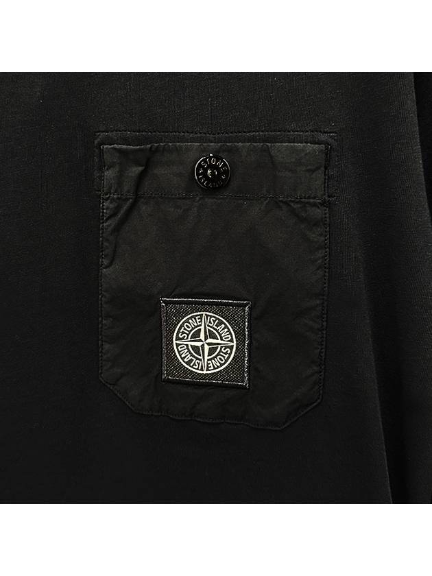 Kids Logo Patch Pocket Long Sleeve T-Shirt Black - STONE ISLAND - BALAAN 5