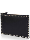 Rockstud Soft Grain Clutch Bag Black - VALENTINO - BALAAN 4