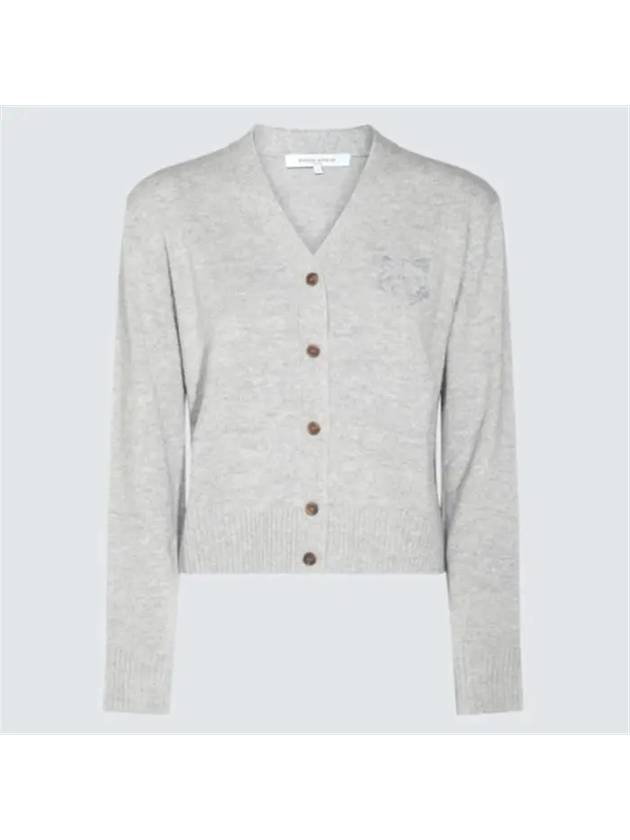 Embroidery Bold Fox Head Cardigan Grey - MAISON KITSUNE - BALAAN 3