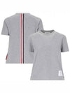 Center Back Stripe Classic Cotton Pique Relaxed Fit Short Sleeve T-Shirt Grey - THOM BROWNE - BALAAN 2