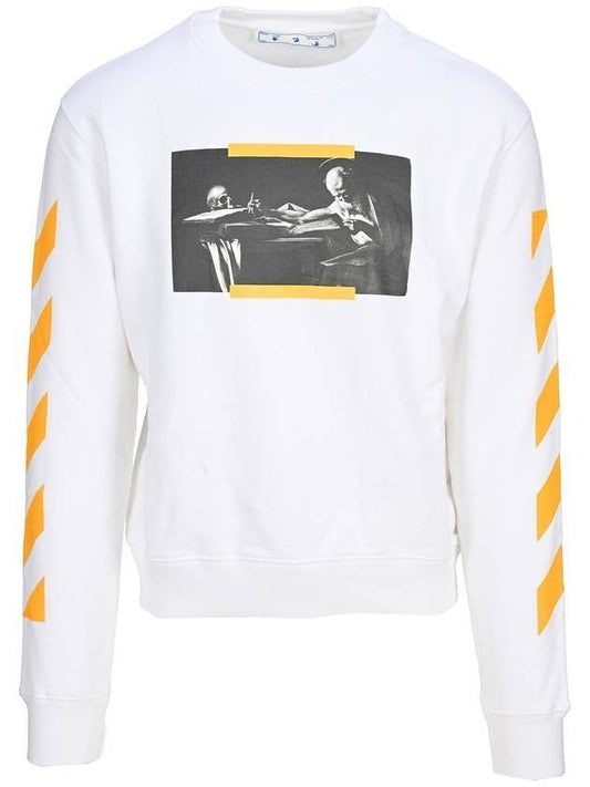 Men's Caravaggio Print Cotton Sweatshirt Sweatshirt White - OFF WHITE - BALAAN.