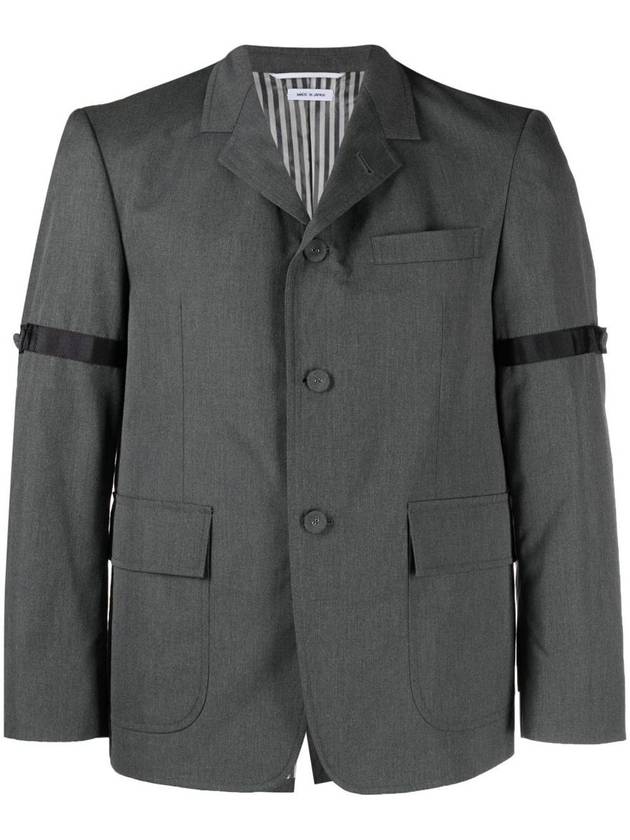 Single Breasted Button Blazer Jacket Grey - THOM BROWNE - BALAAN 2