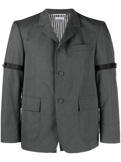 Single Breasted Button Blazer Jacket Grey - THOM BROWNE - BALAAN 2