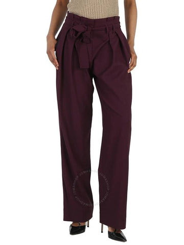 Victoria Beckham Ladies Pants Purple 2 Pleat Tie Pant, Brand Size 6 (US Size 2) - VICTORIA BECKHAM - BALAAN 1