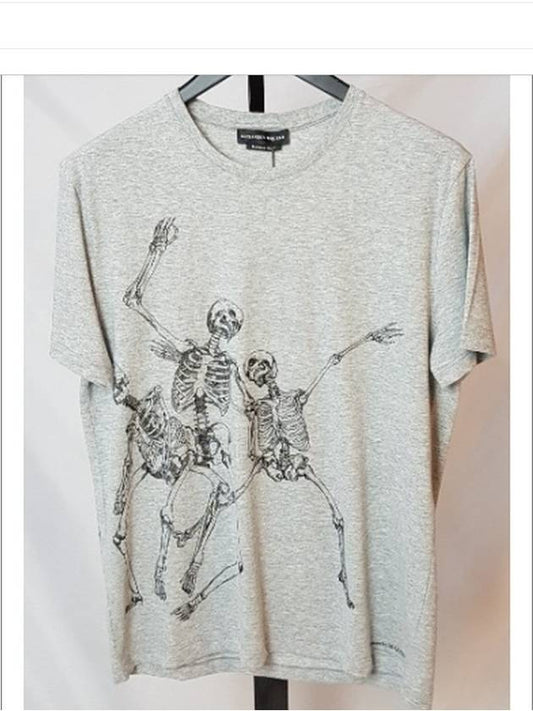 Dancing Skull Short Sleeve T-Shirt Grey - ALEXANDER MCQUEEN - BALAAN 2