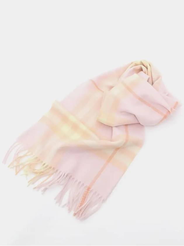 Checked Cashmere Fringe Scarf Pink - BURBERRY - BALAAN 2