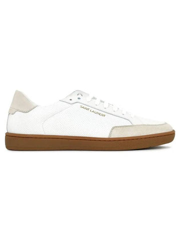 Court Classic Perforated Beige Tab Low Top Sneakers White - SAINT LAURENT - BALAAN 1