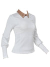 Golf Wear Suede Pearl Collar T-shirts Beige - J JANE - BALAAN 3