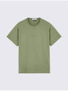 Micro Embroidered Logo Cotton Jersey Short Sleeve T-Shirt Sage Green - STONE ISLAND - BALAAN 2