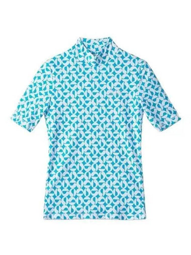 Allover logo pattern high neck short sleeve t shirt light blue - COPERNI - BALAAN 1