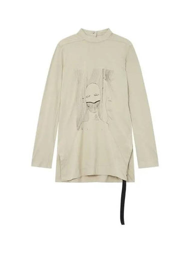 WOMEN DRKSHDW Side Slit Sketch T-Shirt Beige - RICK OWENS - BALAAN 1