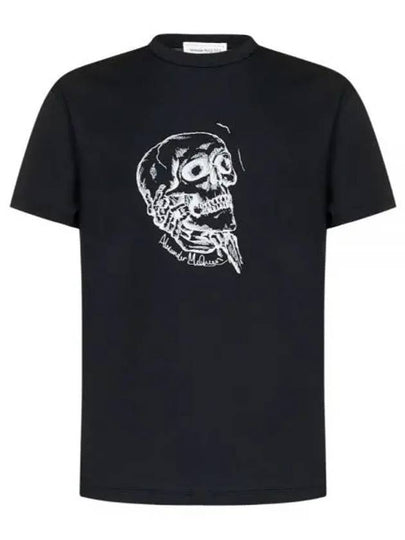 Skull Print Short Sleeve T-Shirt Black - ALEXANDER MCQUEEN - BALAAN 2