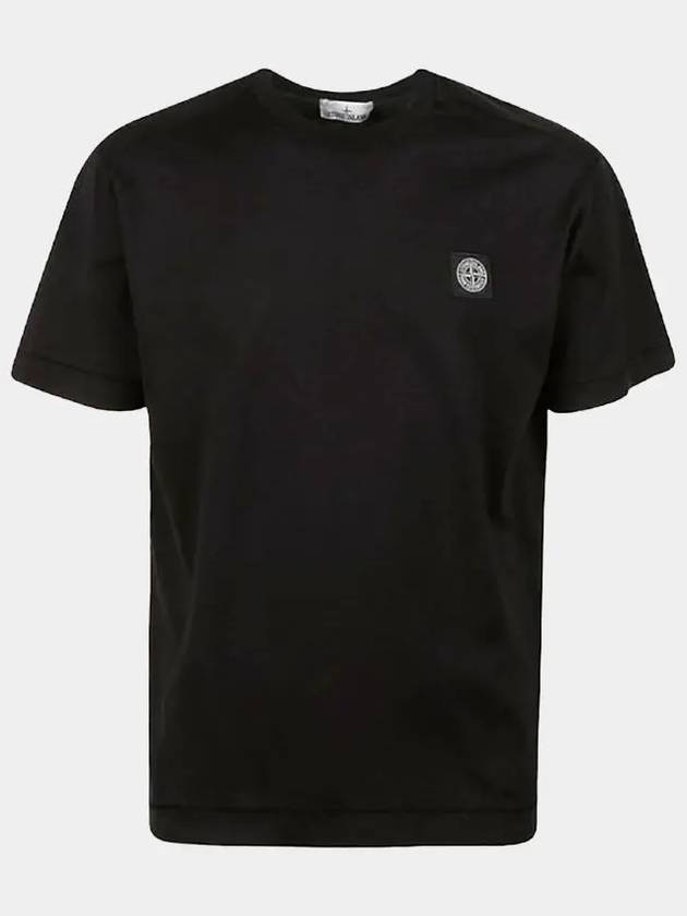 Logo Patch Short Sleeves T-Shirt Black - STONE ISLAND - BALAAN 2