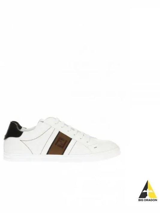 FF Logo Leather Low Top Sneakers White - FENDI - BALAAN 2