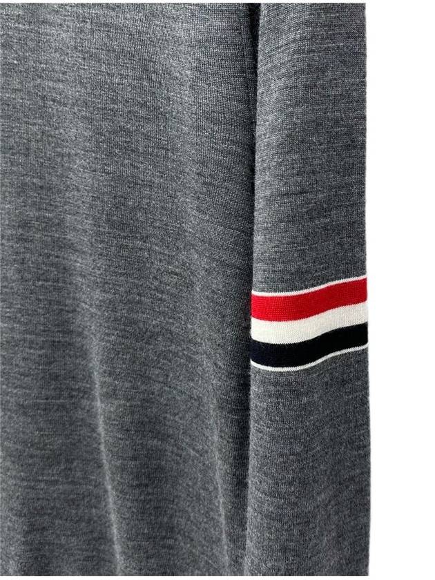 Merino Striped Crew Neck Knit Top Grey - THOM BROWNE - BALAAN 5