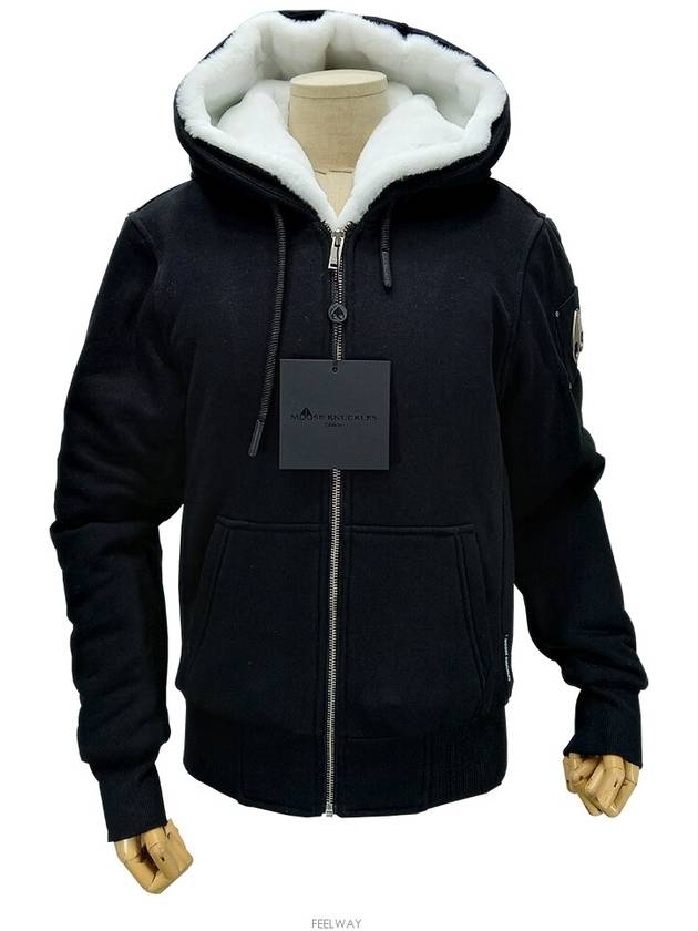 Classic Bunny 3 White Lining Zip Up Hoodie Black - MOOSE KNUCKLES - BALAAN 3