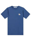 Fox Logo Patch Short Sleeve T-Shirt Blue Denim - MAISON KITSUNE - BALAAN 2