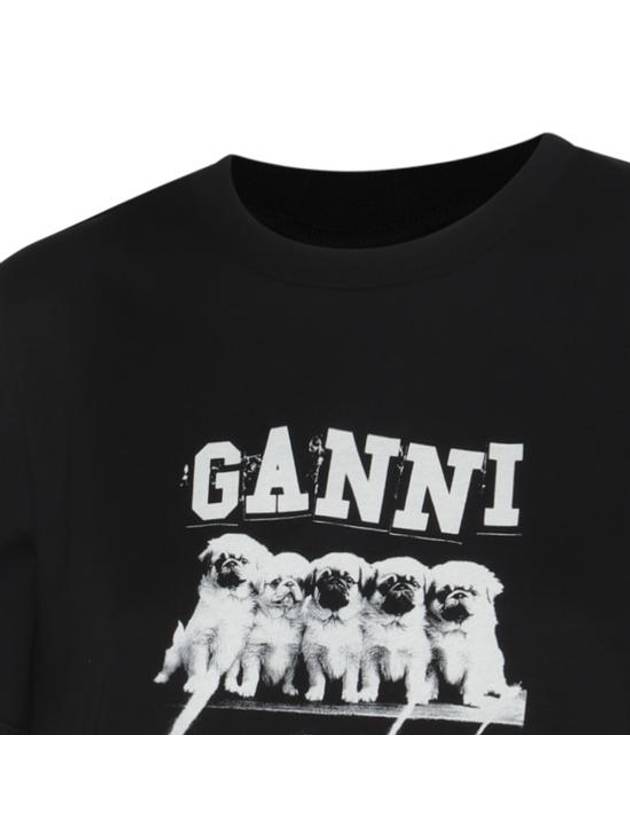 Thin Jersey Puppy Love Relaxed Short Sleeve T-Shirt Black - GANNI - BALAAN 6