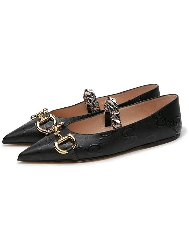 Horsebit Monogram GG Ballerina Black - GUCCI - BALAAN 4