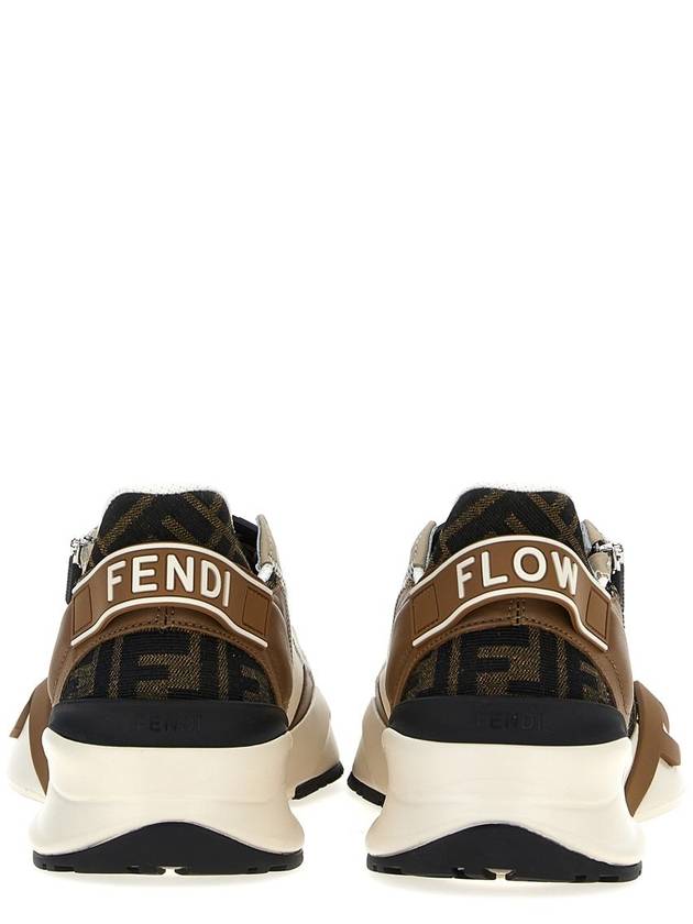 Flow FF Jacquard Leather Running Low Top Sneakers Brown - FENDI - BALAAN 3