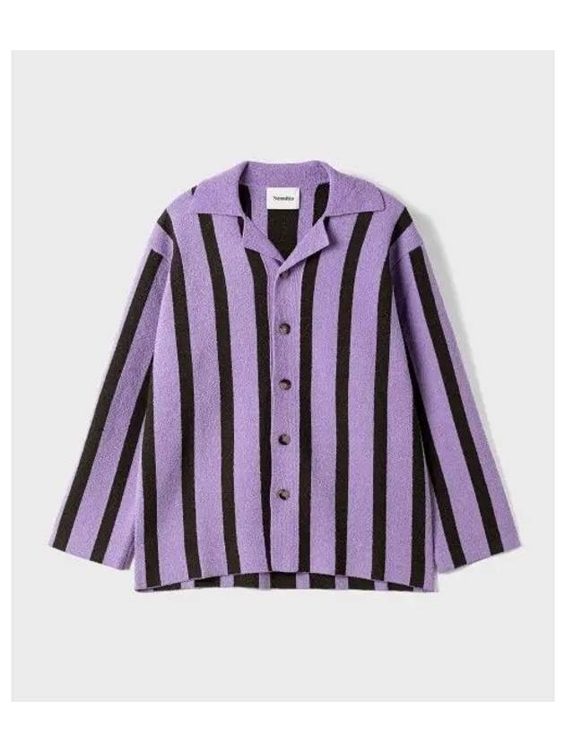 M Almar Shirt STRIPE DARK KHAKILILAC - NANUSHKA - BALAAN 1