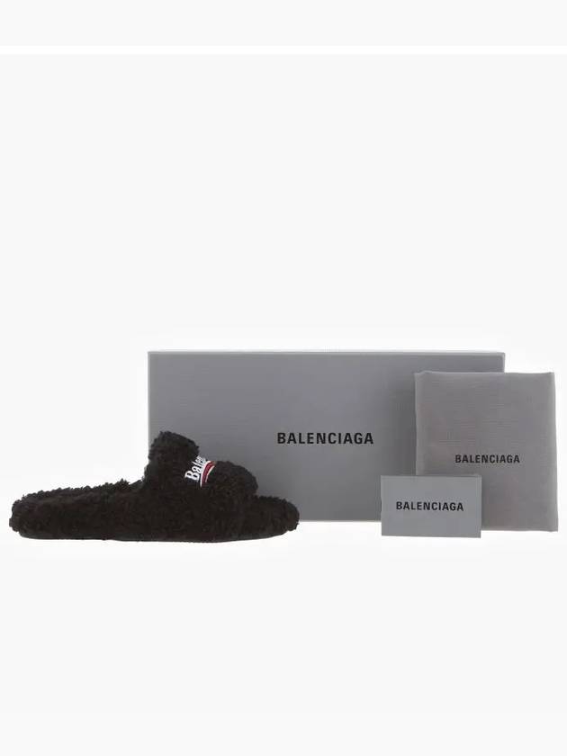 Furry Logo Slippers Black - BALENCIAGA - BALAAN 4