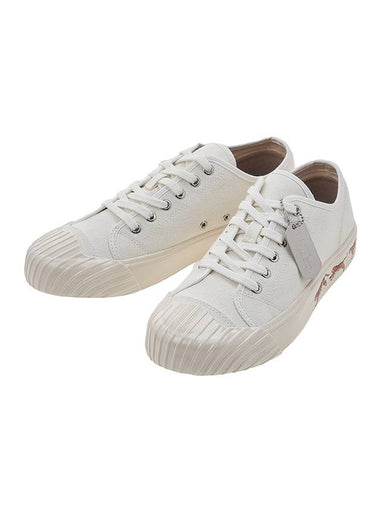 Lace Up Canvas Low Top Sneakers White - KENZO - BALAAN 1