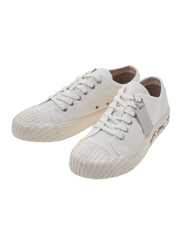 Lace Up Canvas Low Top Sneakers White - KENZO - BALAAN 2