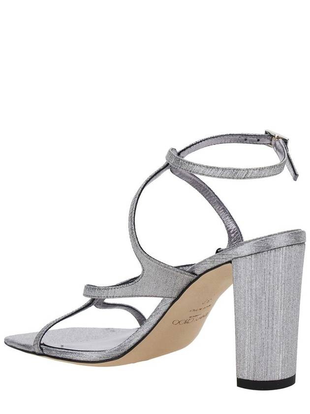 'Azie' Metallic Sandals With High Stacked Heel And Criss-Cross Strap In Tech Fabric Woman - JIMMY CHOO - BALAAN 1