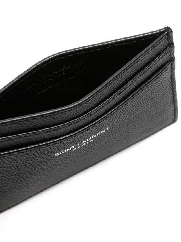 Embossed Leather Card Wallet Black - SAINT LAURENT - BALAAN 4