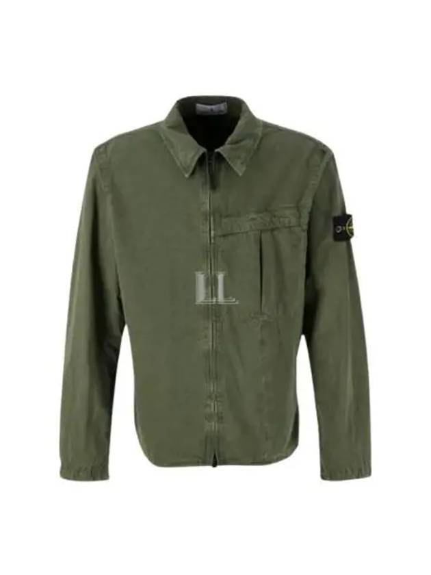 Organic Cotton Shirt Zip Up Jacket Musk - STONE ISLAND - BALAAN 2