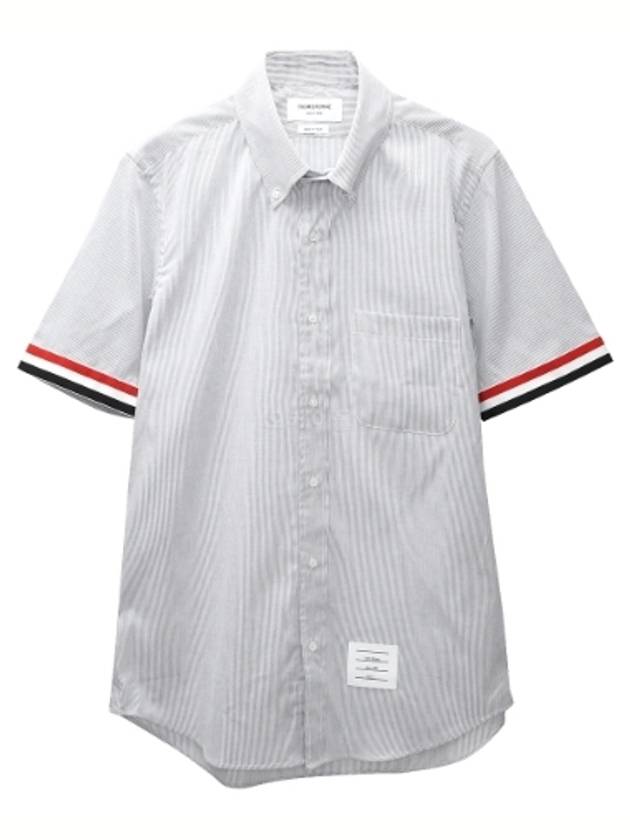 Men's Pincode Armband Short Sleeve Shirt Grey - THOM BROWNE - BALAAN 2