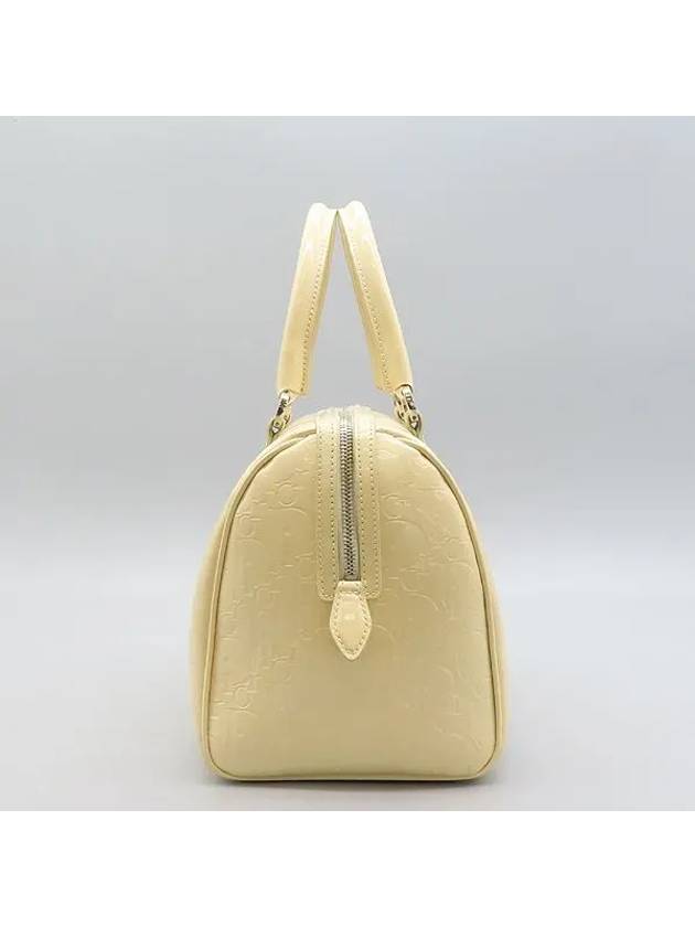 EMP449686 Light beige color patent trotter pattern Boston tote bag - DIOR - BALAAN 4