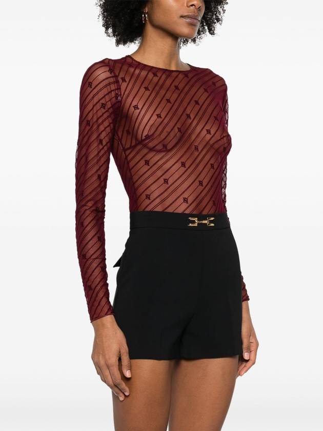 flocked monogram tulle bodysuit - ELISABETTA FRANCHI - BALAAN 3