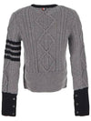 Women's 4 Bar Cable Classic Crew Neck Knit Top Grey - THOM BROWNE - BALAAN 4