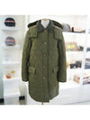 Women's DEREHAM Long Quilted Jacket Green - BURBERRY - BALAAN.