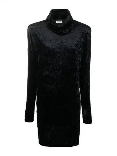 Velvet high neck knit dress 271911 - SAINT LAURENT - BALAAN 1