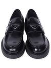 Chocolate Brushed Leather Loafers Black - PRADA - BALAAN 4