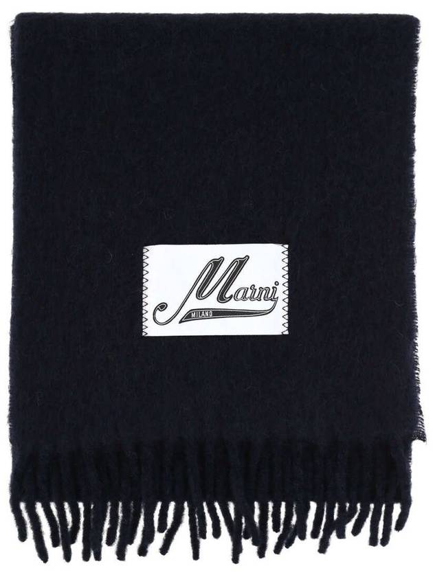 Logo Patch Knit Alpaca Muffler Black - MARNI - BALAAN 3