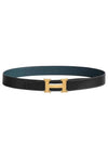 H Buckle Reversible 32mm Leather Belt Noir Blue - HERMES - BALAAN 2