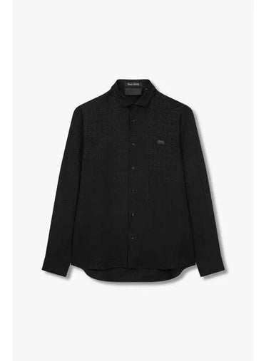 Men s Hexagon Jacquard Rayon Shirt Black - PHILIPP PLEIN - BALAAN 1