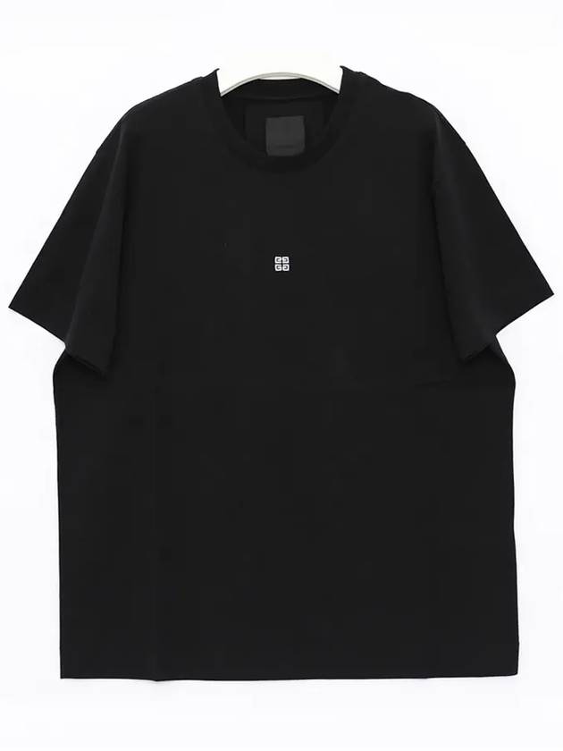 Men's 4G Embroidery Jersey Short Sleeve T-Shirt Black - GIVENCHY - BALAAN 3