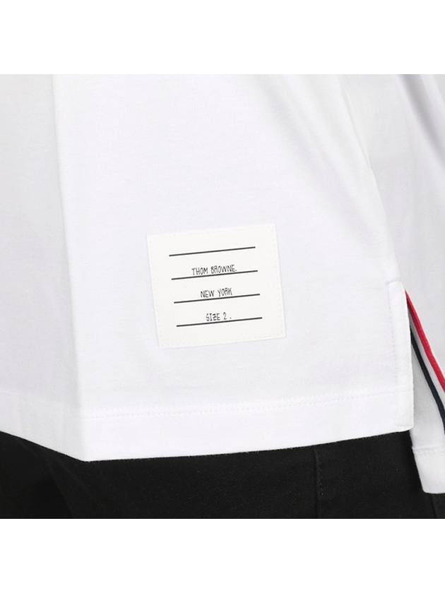 Men's Side Slit Relaxed Short Sleeve T-Shirt White - THOM BROWNE - BALAAN 7