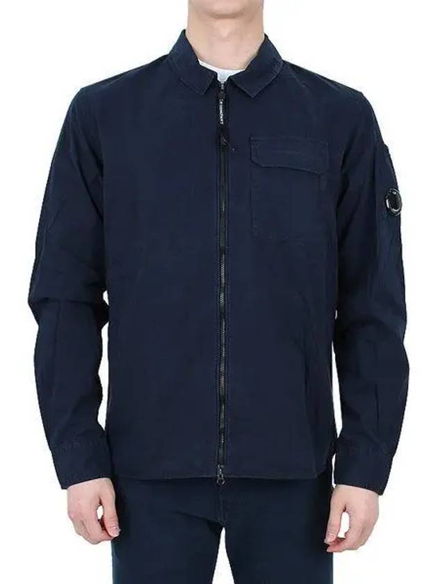 Gabardine Zipped Long Sleeve Shirt Navy - CP COMPANY - BALAAN 2