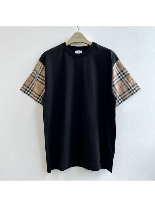 Vintage Check Sleeve Cotton Oversized T-shirt Black - BURBERRY - BALAAN 2