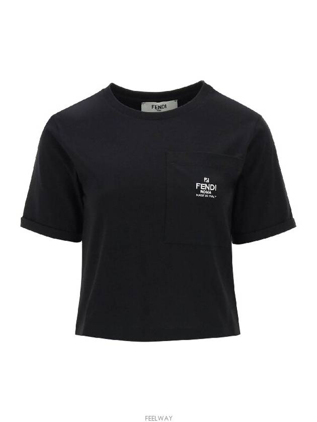 Roma Pocket Short Sleeve T-Shirt Black - FENDI - BALAAN 4