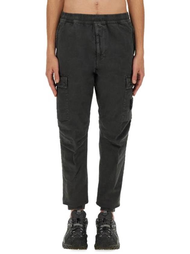 Stretch Cotton Cargo Straight Pants Grey - STONE ISLAND - BALAAN 1