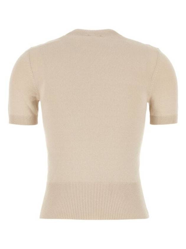 Logo Intarsia Short Sleeve Knit Top Beige - PATOU - BALAAN 3