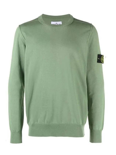 Logo Patch Knit Top Sage Green - STONE ISLAND - BALAAN 2